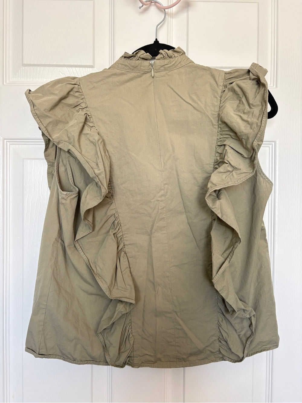 Zara Ruffle Mock Neck Sleeveless Top Sage Green Size M - Picture 4 of 6